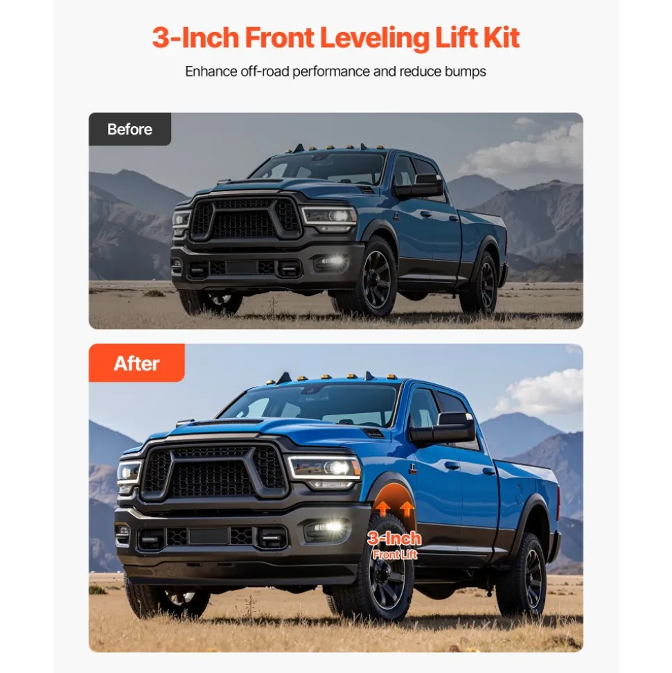 VEVOR 3 Inch Front Leveling Lift Kit for 2004-2025 Ford F150 2WD/4WD, 2003-2018 Expedition, 2005-2008 Lincoln Mark LT, Chassis Level Kit with 2PCS Heavy Duty Forged Aluminum Suspension Strut Spacers