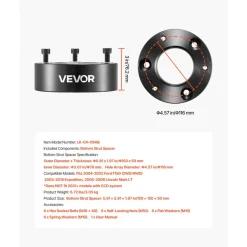 VEVOR 3 Inch Front Leveling Lift Kit for 2004-2025 Ford F150 2WD/4WD, 2003-2018 Expedition, 2005-2008 Lincoln Mark LT, Chassis Level Kit with 2PCS Heavy Duty Forged Aluminum Suspension Strut Spacers