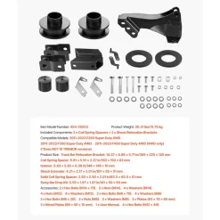 VEVOR 2.5 Inch Front Leveling Lift Kit for 2011-2023 Ford F250 F350 F450 Super Duty 4WD Models, Chassis Level Kit with Track Bar Relocation Bracket, Coil Spring Spacers, Isolators, Shock Extenders