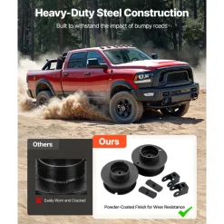 VEVOR 2.5 Inch Front Leveling Lift Kit for 2014-2023 Dodge Ram 2500 4WD, 2013-2023 Ram 3500 4WD, Chassis Level Kit with Coil Spring Spacers & Shock Relocation Brackets, Steel Suspension Leveling Kit