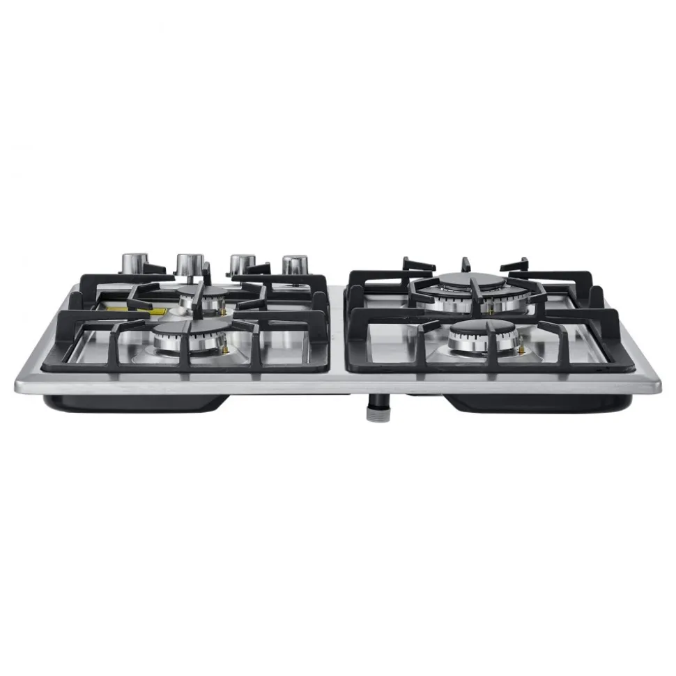 VEVOR 24 inch Gas Cooktop 4 Burners Gas Stove Top, Max 27000BTU Built-in Stainless Steel Stove Top LPG/NG Convertible Dual Fuel Cooktop Stoves with Thermocouple Protection for Kitchen Apartment Rvs