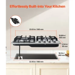 VEVOR 24 inch Gas Cooktop 4 Burners Gas Stove Top, Max 27000BTU Built-in Stainless Steel Stove Top LPG/NG Convertible Dual Fuel Cooktop Stoves with Thermocouple Protection for Kitchen Apartment Rvs