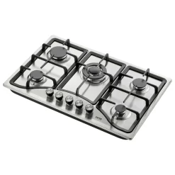 VEVOR 30-inch Gas Cooktop, 5 Burners Built-in Gas Stove Top, Max 12250BTU NG/LPG Convertible Stainless Steel Natural Gas Hob, with Thermocouple Protection for Camping, RV, Apartment