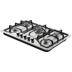 VEVOR 30-inch Gas Cooktop, 5 Burners Built-in Gas Stove Top, Max 12250BTU NG/LPG Convertible Stainless Steel Natural Gas Hob, with Thermocouple Protection for Camping, RV, Apartment