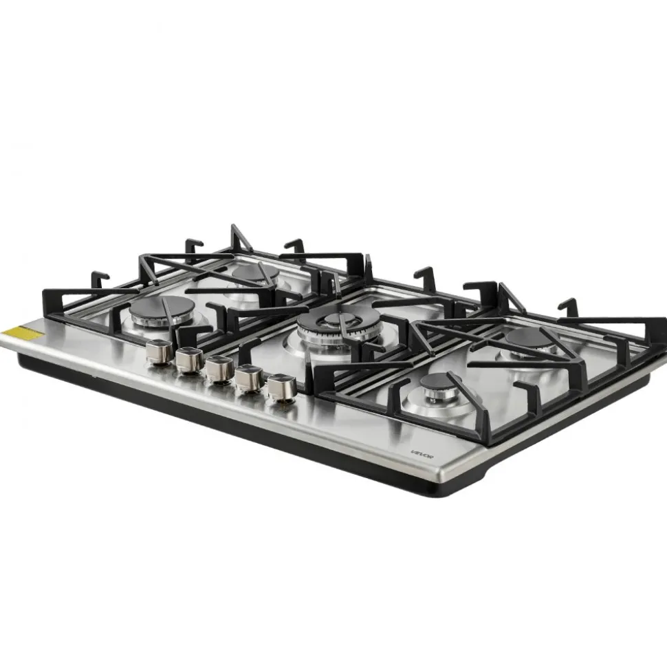 VEVOR 36 inch Gas Cooktop 5 Burners Gas Stove Top, Max 38300BTU Built-in Stainless Steel Stove Top LPG/NG Convertible Dual Fuel Cooktop Stoves with SABAF Dual-Ring Burner for Kitchen Apartment Rvs