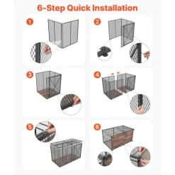 VEVOR 64 Inch Heavy Duty Dog Crate, Max Load Capacity 300 lbs, Indestructible Escape-Proof Dog Kennel Indoor for High Anxiety Large Breeds, Steel Metal Pet Cage with Double Doors & Lockable Wheels