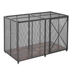 VEVOR 64 Inch Heavy Duty Dog Crate, Max Load Capacity 300 lbs, Indestructible Escape-Proof Dog Kennel Indoor for High Anxiety Large Breeds, Steel Metal Pet Cage with Double Doors & Lockable Wheels
