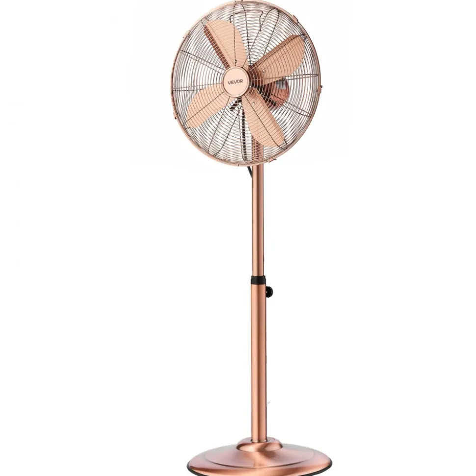 VEVOR 16-Inch High Velocity Pedestal Fan, 1450 CFM Industrial Standing Floor Fan with Handle, 75° Oscillating, 3-Speed Adjustable Height, Metal Made for Commercial, Garage, Workshop, Home, Copper