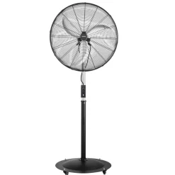 VEVOR 30-Inch High Velocity Pedestal Fan, 9100 CFM Industrial Standing Floor Fan with 85° Oscillating, 3-Speed Adjustable Height, IP44 Waterproof, Carbon Steel for Commercial, Garage, Workshop, Black