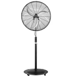VEVOR 30-Inch High Velocity Pedestal Fan, 9100 CFM Industrial Standing Floor Fan with 85° Oscillating, 3-Speed Adjustable Height, IP44 Waterproof, Carbon Steel for Commercial, Garage, Workshop, Black