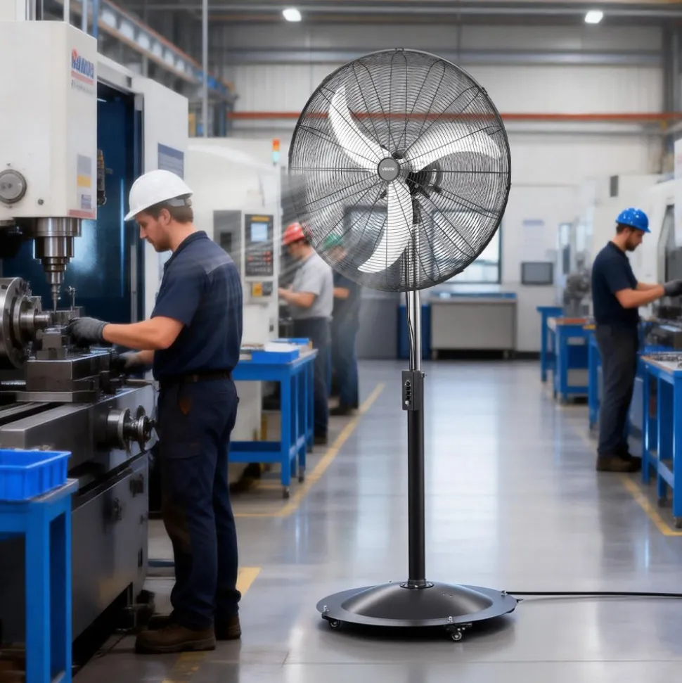 VEVOR 30-Inch High Velocity Pedestal Fan, 9100 CFM Industrial Standing Floor Fan with 85° Oscillating, 3-Speed Adjustable Height, IP44 Waterproof, Carbon Steel for Commercial, Garage, Workshop, Black