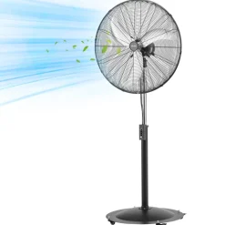 VEVOR 30-Inch High Velocity Pedestal Fan, 9100 CFM Industrial Standing Floor Fan with 85° Oscillating, 3-Speed Adjustable Height, IP44 Waterproof, Carbon Steel for Commercial, Garage, Workshop, Black