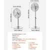 VEVOR 16-Inch High Velocity Pedestal Fan, 1450 CFM Industrial Standing Floor Fan with Handle, 75° Oscillating, 3-Speed Adjustable Height, Metal Made for Commercial, Garage, Workshop, Home, Silver