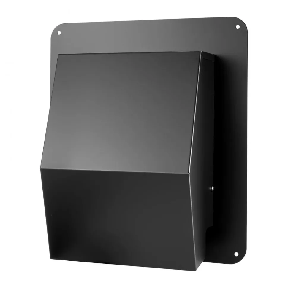 VEVOR 6 inch Hooded Wall Vent Cover, Square AC Vent Gable Cover, Premium SPCC Steel & with Built-in a Protection Screen, for Roofs,Walls,Outside Duct Exhaust Outlets (1 Pack, Black)