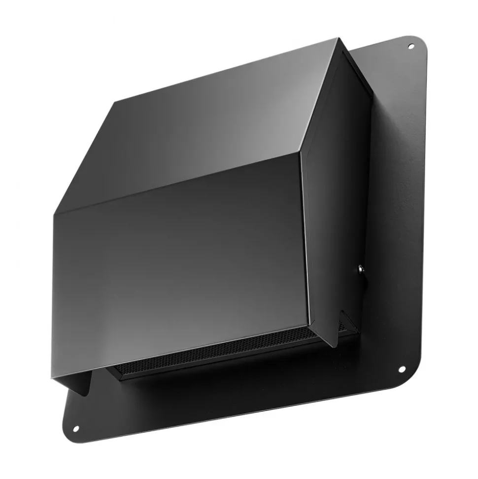 VEVOR 6 inch Hooded Wall Vent Cover, Square AC Vent Gable Cover, Premium SPCC Steel & with Built-in a Protection Screen, for Roofs,Walls,Outside Duct Exhaust Outlets (1 Pack, Black)