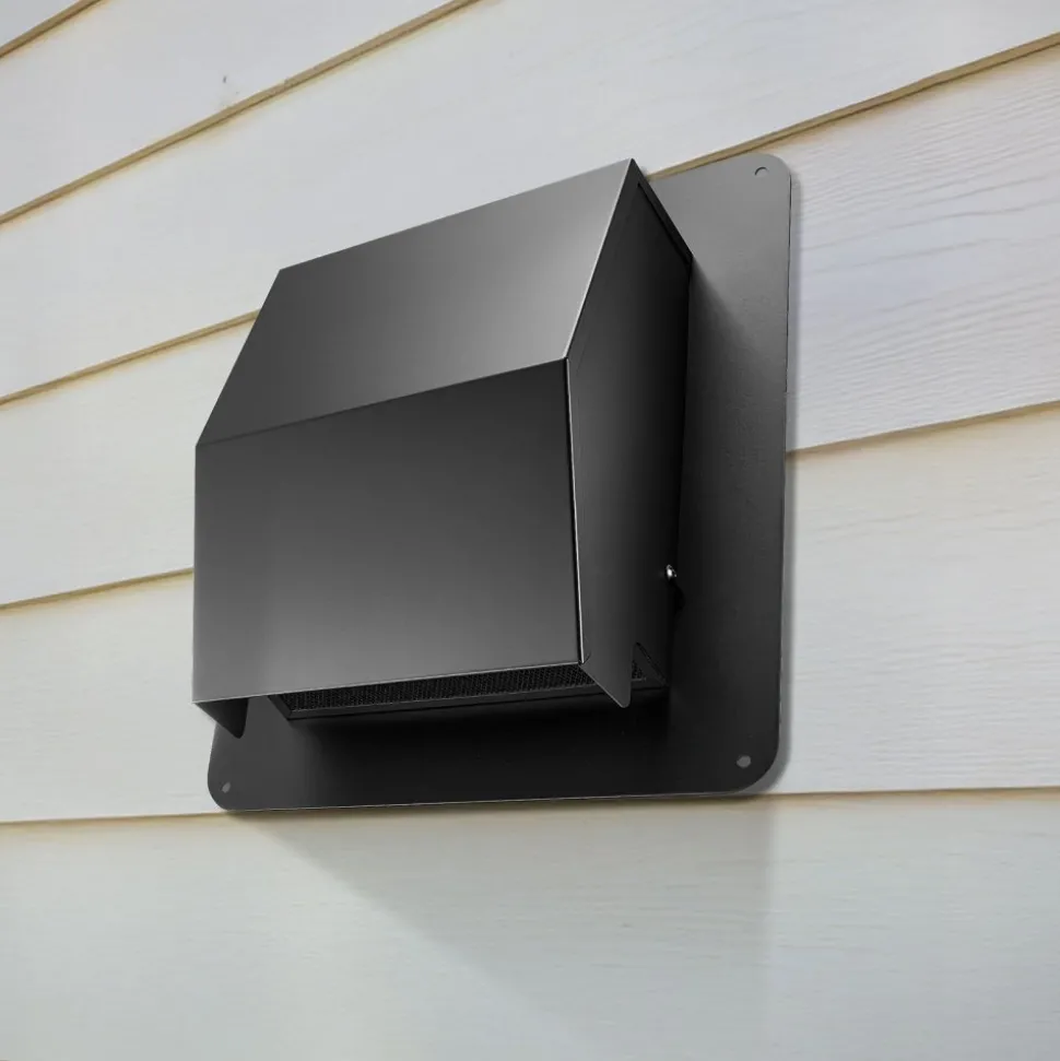 VEVOR 6 inch Hooded Wall Vent Cover, Square AC Vent Gable Cover, Premium SPCC Steel & with Built-in a Protection Screen, for Roofs,Walls,Outside Duct Exhaust Outlets (1 Pack, Black)