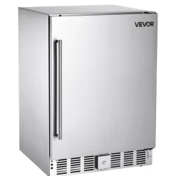 VEVOR 24-Inch Indoor/Outdoor Beverage Refrigerator, 150 QT Freestanding or Undercounter Beverage Fridge, 180 Cans Built-in Beer Fridge with Stainless Steel Body for Residential Home Bar Commercial Use