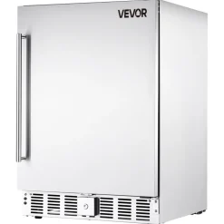 VEVOR 24-Inch Indoor/Outdoor Beverage Refrigerator, 150 QT Freestanding or Undercounter Beverage Fridge, 180 Cans Built-in Beer Fridge with Stainless Steel Body for Residential Home Bar Commercial Use