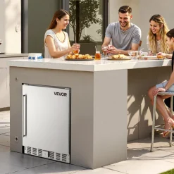 VEVOR 24-Inch Indoor/Outdoor Beverage Refrigerator, 150 QT Freestanding or Undercounter Beverage Fridge, 180 Cans Built-in Beer Fridge with Stainless Steel Body for Residential Home Bar Commercial Use