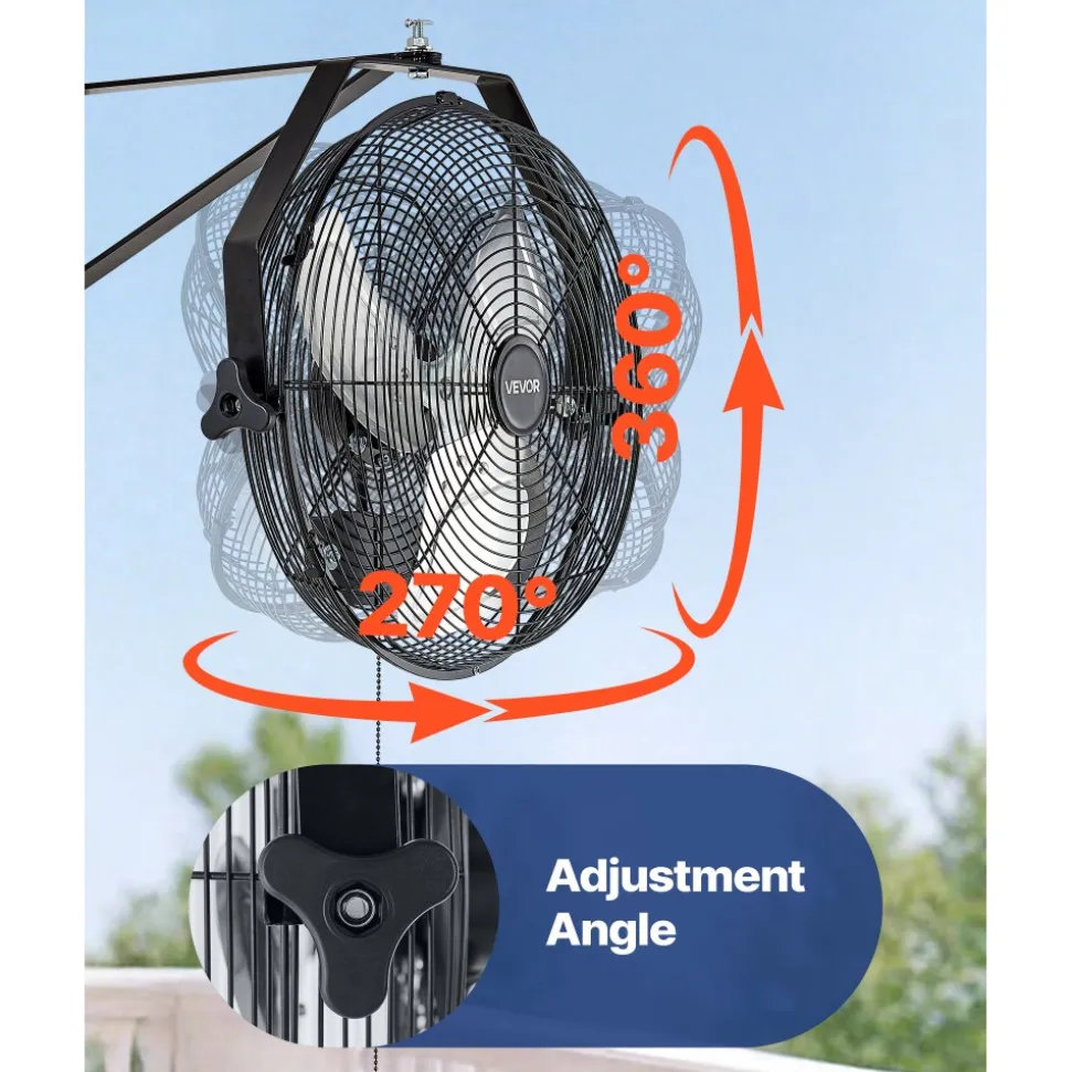 VEVOR 18 Inch Industrial Wall Mount Fan, High Velocity 4000 CFM Indoor Fan with 3 Speeds, Powerful Motor Garage Wall Fan with Aluminum Blades for Workshop, Warehouse, Greenhouse, Commercial