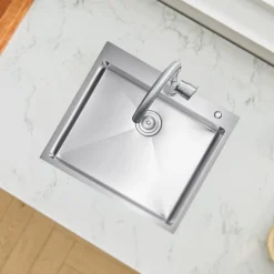 VEVOR 15 inch Kitchen Sink Workstation, 304 Stainless Steel Top Mount Sinks, Drop-In Single Bowl Farmhouse Basin with Accessories, Household Dishwasher Sinks for RV, Prep Kitchen, Laundry Room, Bar