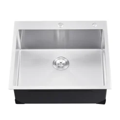 VEVOR 25 inch Kitchen Sink Workstation, 304 Stainless Steel Top Mount Sinks, Drop-In Single Bowl Farmhouse Basin with Accessories, Household Dishwasher Sinks for RV, Prep Kitchen, Laundry Room, Bar