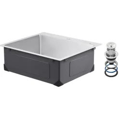 VEVOR 25 inch Kitchen Sink Workstation, 304 Stainless Steel Top Mount Sinks, Drop-In Single Bowl Farmhouse Basin with Accessories, Household Dishwasher Sinks for RV, Prep Kitchen, Laundry Room, Bar
