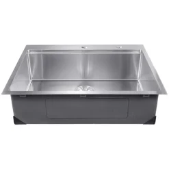 VEVOR 30 inch Kitchen Sink Workstation, 304 Stainless Steel Undermount Sink, Drop-In Single Bowl Farmhouse Basin with Ledge & Multiple Accessories, Household Dishwasher Sinks for RV, Prep Kitchen, Bar