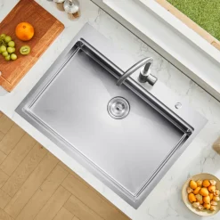 VEVOR 30 inch Kitchen Sink Workstation, 304 Stainless Steel Undermount Sink, Drop-In Single Bowl Farmhouse Basin with Ledge & Multiple Accessories, Household Dishwasher Sinks for RV, Prep Kitchen, Bar