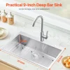 VEVOR 33 inch Kitchen Sink Workstation, 304 Stainless Steel Top Mount Sinks, Drop-In Single Bowl Farmhouse Basin with Accessories, Household Dishwasher Sinks for RV, Prep Kitchen, Laundry Room, Bar