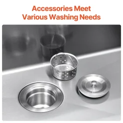 VEVOR 33 inch Kitchen Sink Workstation, 304 Stainless Steel Top Mount Sinks, Drop-In Single Bowl Farmhouse Basin with Accessories, Household Dishwasher Sinks for RV, Prep Kitchen, Laundry Room, Bar