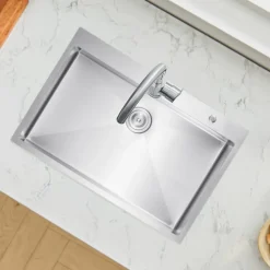 VEVOR 33 inch Kitchen Sink Workstation, 304 Stainless Steel Top Mount Sinks, Drop-In Single Bowl Farmhouse Basin with Accessories, Household Dishwasher Sinks for RV, Prep Kitchen, Laundry Room, Bar