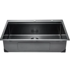 VEVOR 33 inch Kitchen Sink Workstation, 304 Stainless Steel Undermount Sink, Drop-In Double Bowl Farmhouse Basin with Ledge & Multiple Accessories, Household Dishwasher Sinks for RV, Prep Kitchen, Bar