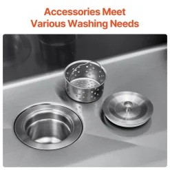 VEVOR 25 inch Kitchen Sink Workstation, 304 Stainless Steel Top Mount Sinks, Drop-In Single Bowl Farmhouse Basin with Accessories, Household Dishwasher Sinks for RV, Prep Kitchen, and Bar (Black)