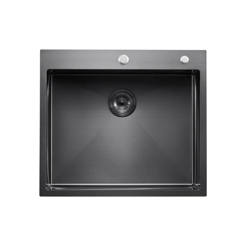 VEVOR 25 inch Kitchen Sink Workstation, 304 Stainless Steel Top Mount Sinks, Drop-In Single Bowl Farmhouse Basin with Accessories, Household Dishwasher Sinks for RV, Prep Kitchen, and Bar (Black)