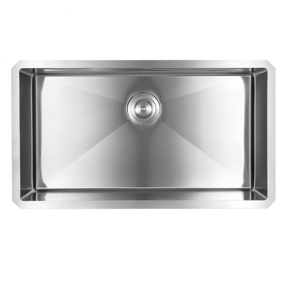 VEVOR 32-inch Kitchen Undermount Single Bowl Sinks, Stainless Steel Drop-In Farmhouse Basin with Accessories, Household Dishwasher Sinks for RV, Prep Kitchen, Laundry Room, Bar