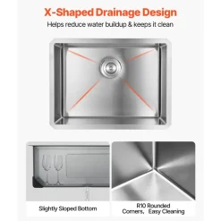 VEVOR 30-inch Kitchen Undermount Single Bowl Sinks, Stainless Steel Drop-In Farmhouse Basin with Accessories, Household Dishwasher Sinks for RV, Prep Kitchen, Laundry Room, Bar