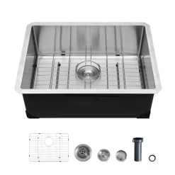 VEVOR 30-inch Kitchen Undermount Single Bowl Sinks, Stainless Steel Drop-In Farmhouse Basin with Accessories, Household Dishwasher Sinks for RV, Prep Kitchen, Laundry Room, Bar