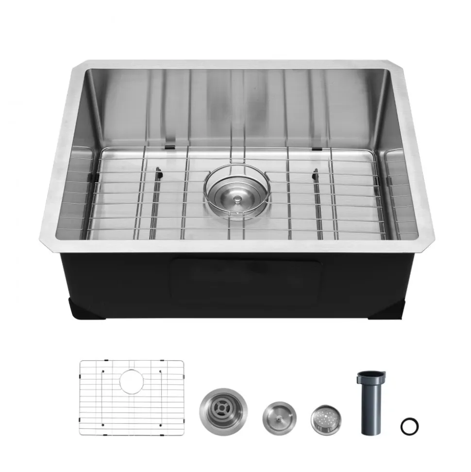 VEVOR 30-inch Kitchen Undermount Single Bowl Sinks, Stainless Steel Drop-In Farmhouse Basin with Accessories, Household Dishwasher Sinks for RV, Prep Kitchen, Laundry Room, Bar