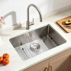 VEVOR 30-inch Kitchen Undermount Single Bowl Sinks, Stainless Steel Drop-In Farmhouse Basin with Accessories, Household Dishwasher Sinks for RV, Prep Kitchen, Laundry Room, Bar