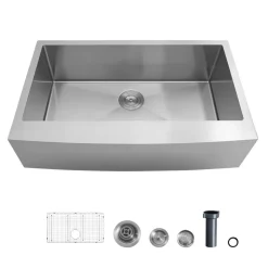 VEVOR 33-inch Kitchen Undermount Single Bowl Sinks, Stainless Steel Drop-In Farmhouse Basin with Accessories, Household Dishwasher Sinks for RV, Prep Kitchen, Laundry Room, Bar