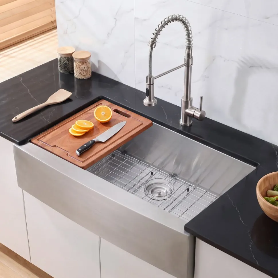 VEVOR 33-inch Kitchen Undermount Single Bowl Sinks, Stainless Steel Drop-In Farmhouse Basin with Accessories, Household Dishwasher Sinks for RV, Prep Kitchen, Laundry Room, Bar