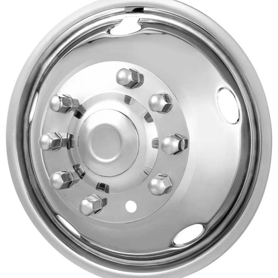 VEVOR 19.5-inch 10 Lug Wheel Simulators, 304 Stainless Steel Wheel Simulator Kit with Mirror Polished Finish, 2 Front and 2 Rear Wheel Covers Fit for For Ford F450/F550 (2005-2020), 4 pcs