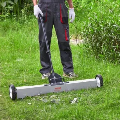 VEVOR 36-Inch Magnetic Sweeper with Wheels, 55 lbs Capacity, with Telescoping Magnetic Pickup Tool, Adjustable Handle, Magnetic Pickup Sweeper to Pick Up Nails and Screws, for Workshop, Garage, Yard