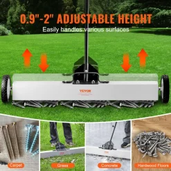 VEVOR 36-Inch Magnetic Sweeper with Wheels, 55 lbs Capacity, with Telescoping Magnetic Pickup Tool, Adjustable Handle, Magnetic Pickup Sweeper to Pick Up Nails and Screws, for Workshop, Garage, Yard