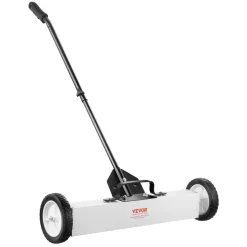 VEVOR 24-Inch Magnetic Sweeper with Wheels, 50 lbs Capacity, with Telescoping Magnetic Pickup Tool, Adjustable Handle, Magnetic Pickup Sweeper to Pick Up Nails and Screws, for Workshop, Garage, Yard