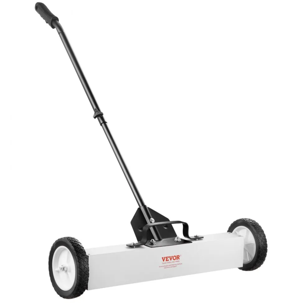 VEVOR 24-Inch Magnetic Sweeper with Wheels, 50 lbs Capacity, with Telescoping Magnetic Pickup Tool, Adjustable Handle, Magnetic Pickup Sweeper to Pick Up Nails and Screws, for Workshop, Garage, Yard