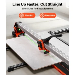 VEVOR 47.2-Inch Manual Tile Cutter, Upgraded Rail and Sliding Head, Precision Alignment Guide, Tungsten Carbide Cutting Wheel, Support Legs with Swivel Wheels, for DIY Pros, Ceramic, Floor, Wall Tiles