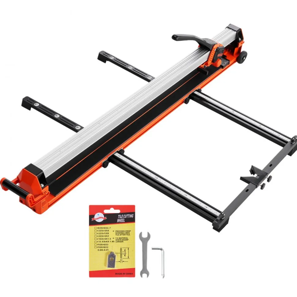 VEVOR 47.2-Inch Manual Tile Cutter, Upgraded Rail and Sliding Head, Precision Alignment Guide, Tungsten Carbide Cutting Wheel, Support Legs with Swivel Wheels, for DIY Pros, Ceramic, Floor, Wall Tiles