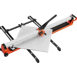VEVOR 47.2-Inch Manual Tile Cutter, Upgraded Rail and Sliding Head, Precision Alignment Guide, Tungsten Carbide Cutting Wheel, Support Legs with Swivel Wheels, for DIY Pros, Ceramic, Floor, Wall Tiles